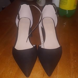 Black feux suede heels